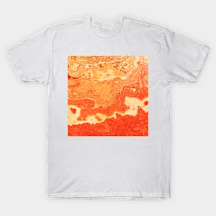 coral orange beige gold abstract marbled abstract digital painting T-Shirt